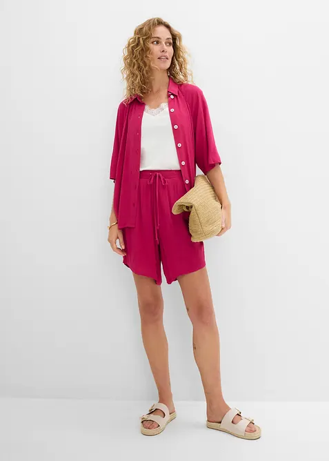 Short en viscose textur&eacute;e &agrave; taille &eacute;lastiqu&eacute;e, bonprix
