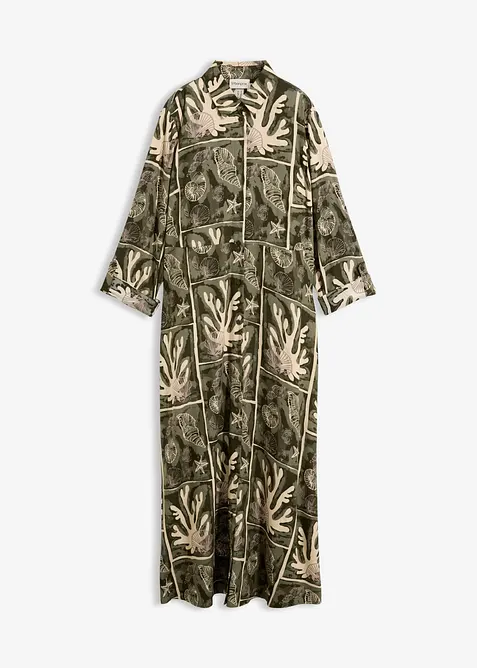 Hemdblusenkleid aus flie&szlig;ender Viskose, bonprix