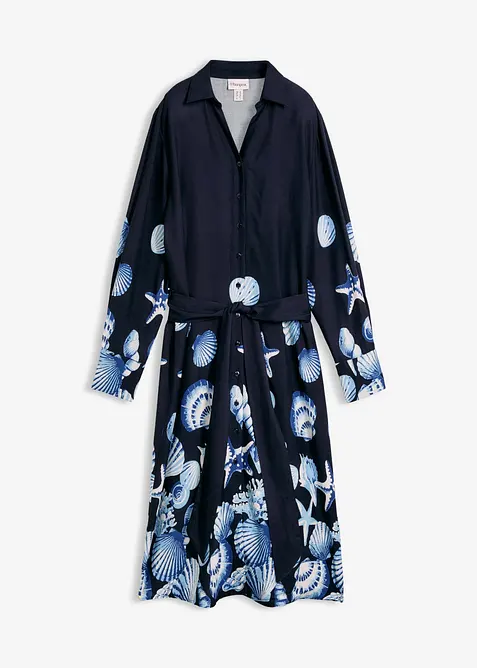 Hemdblusenkleid aus flie&szlig;ender Viskose, bonprix