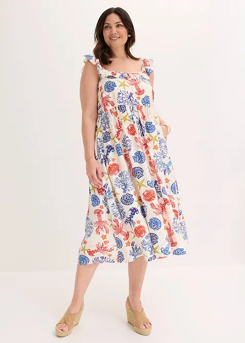 Robe midi en fine viscose m&eacute;lang&eacute;e, bonprix