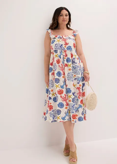 Robe midi en fine viscose m&eacute;lang&eacute;e, bonprix