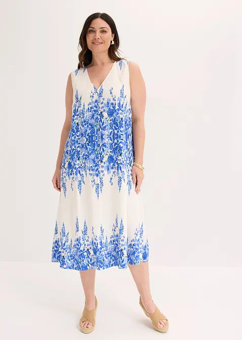 Robe midi en fine viscose m&eacute;lang&eacute;e, bonprix