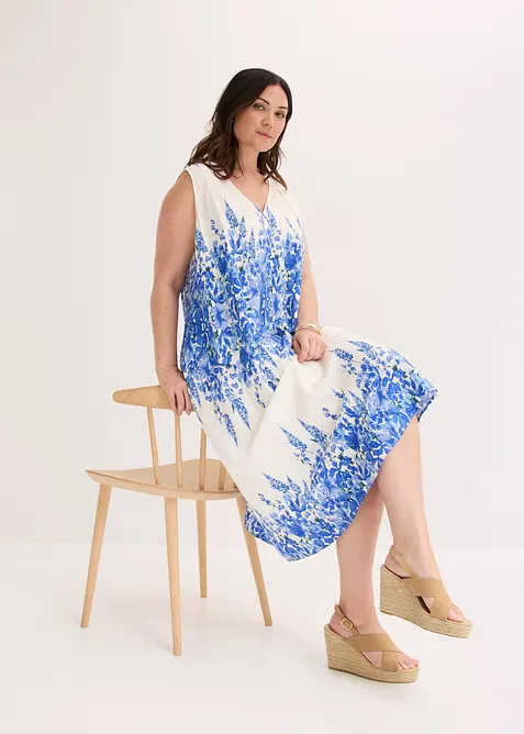 Robe midi en fine viscose m&eacute;lang&eacute;e, bonprix