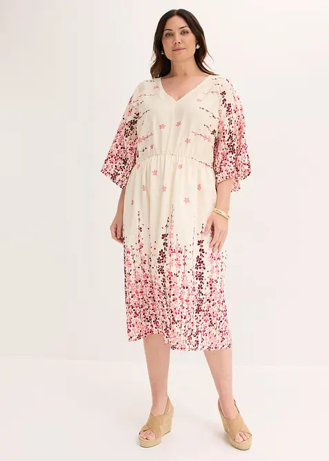 Robe midi en fine viscose m&eacute;lang&eacute;e, bonprix