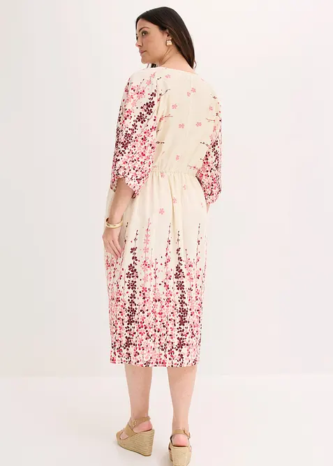 Robe midi en fine viscose m&eacute;lang&eacute;e, bonprix