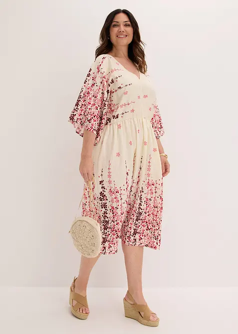 Robe midi en fine viscose m&eacute;lang&eacute;e, bonprix