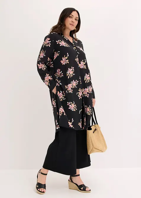 Longbluse aus flie&szlig;endem Viskose-Mix, bonprix