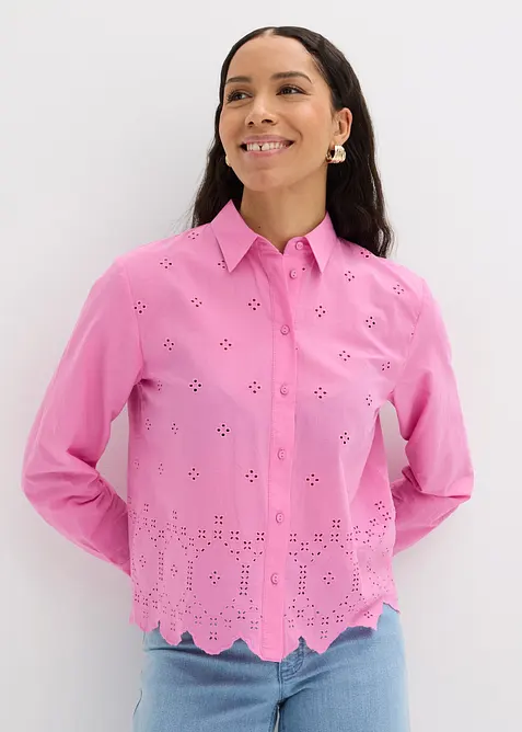 Lochstickerei-Bluse aus reiner Bio-Baumwolle, bonprix