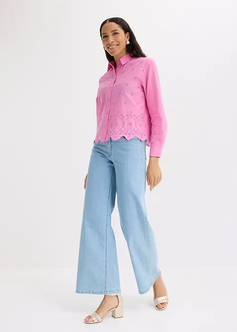 Lochstickerei-Bluse aus reiner Bio-Baumwolle, bonprix
