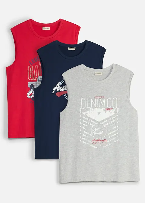 Lot de 3 d&eacute;bardeurs marcel 100% coton, bonprix