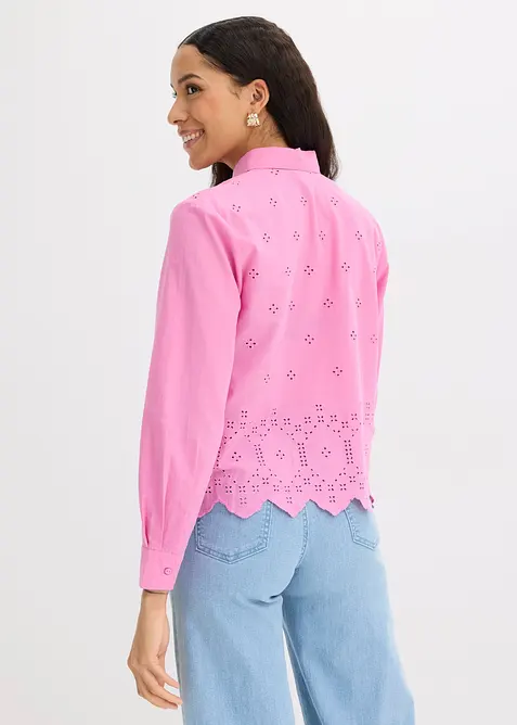 Lochstickerei-Bluse aus reiner Bio-Baumwolle, bonprix