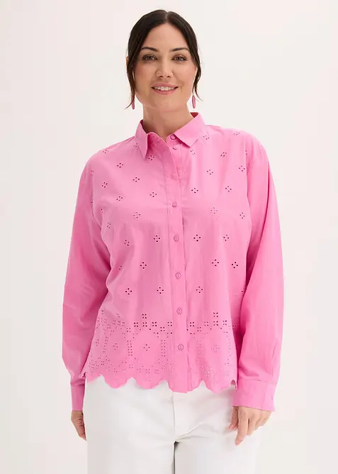 Lochstickerei-Bluse aus reiner Bio-Baumwolle, bonprix