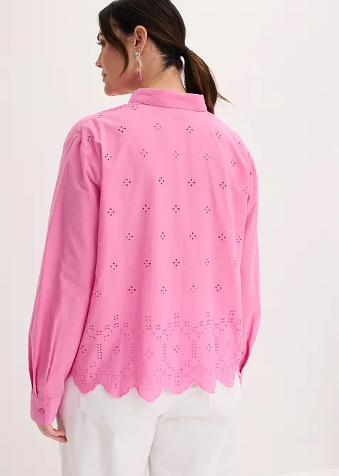 Lochstickerei-Bluse aus reiner Bio-Baumwolle, bonprix