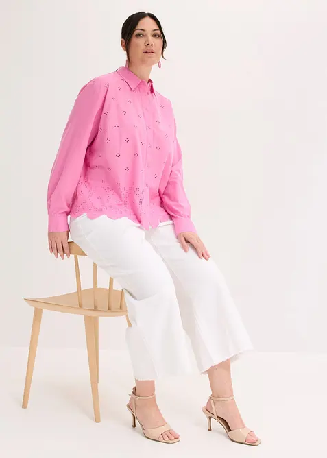 Lochstickerei-Bluse aus reiner Bio-Baumwolle, bonprix