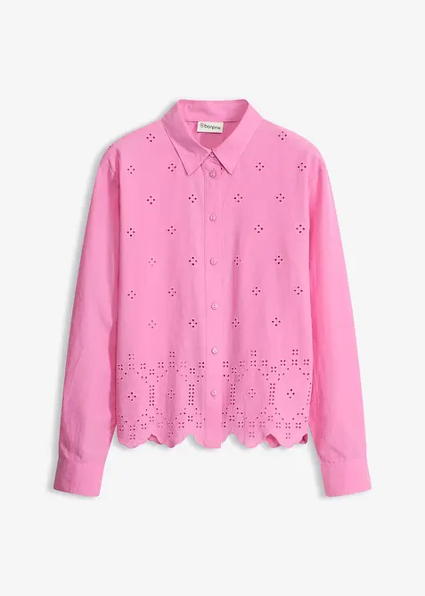 Lochstickerei-Bluse aus reiner Bio-Baumwolle, bonprix
