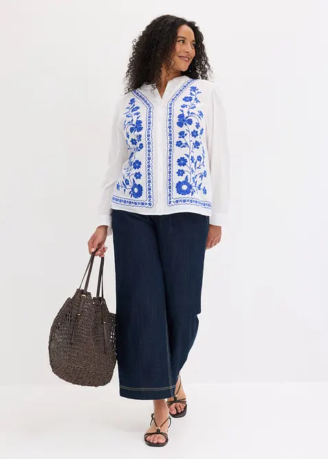 Bluse aus reiner Baumwolle mit Stickerei, bonprix
