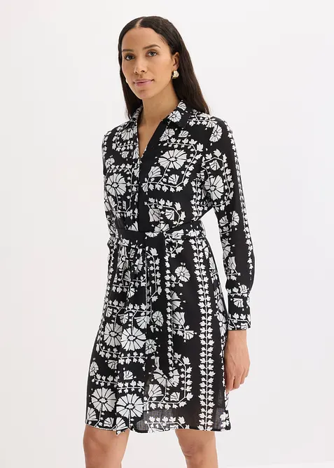 Hemdblusenkleid in Leinen-Optik, bonprix