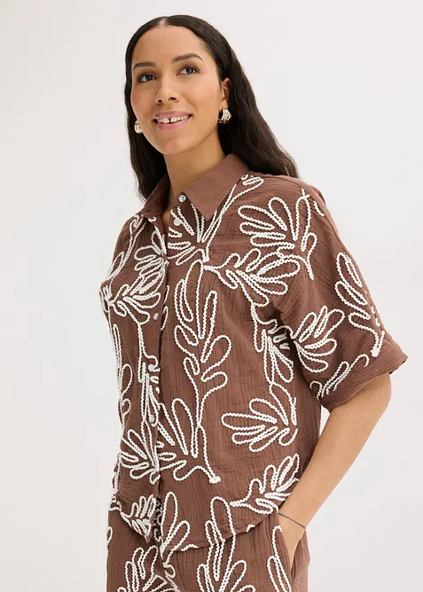 Bluse aus reiner Baumwolle mit Stickerei, bonprix