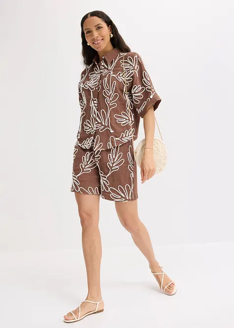 Bluse aus reiner Baumwolle mit Stickerei, bonprix