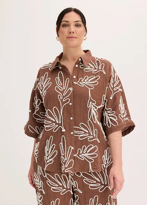 Bluse aus reiner Baumwolle mit Stickerei, bonprix