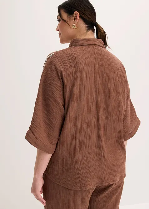 Bluse aus reiner Baumwolle mit Stickerei, bonprix