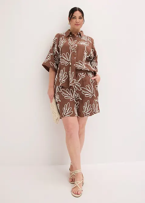 Bluse aus reiner Baumwolle mit Stickerei, bonprix