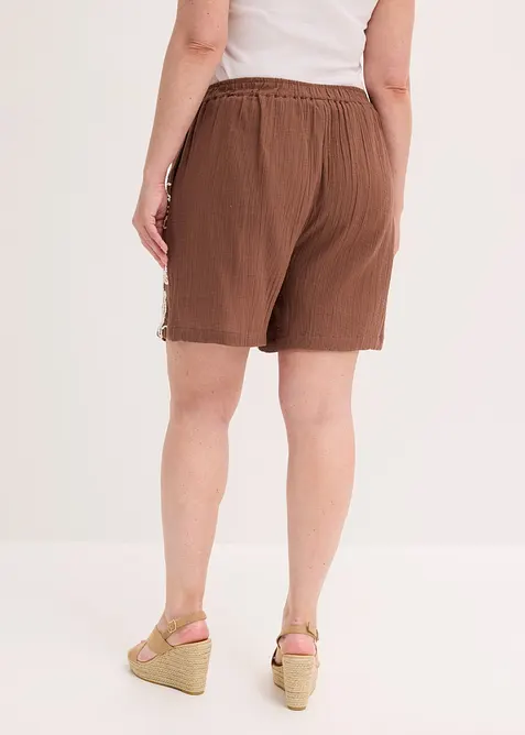 Short en coton brod&eacute;, bonprix
