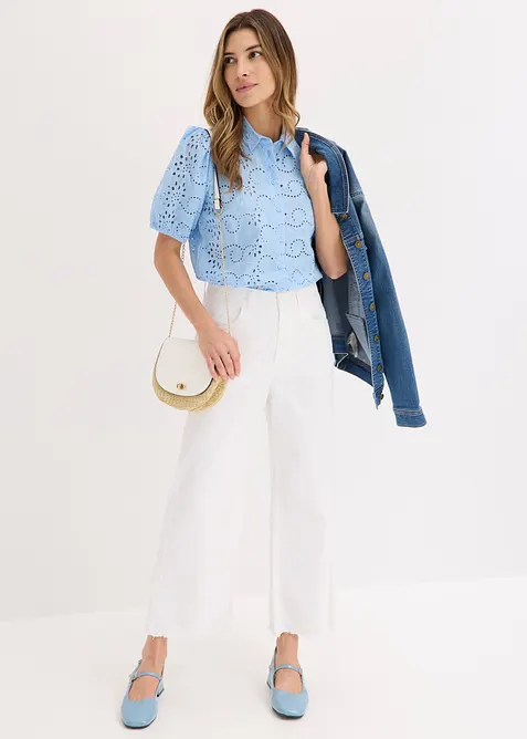 Chemisier en broderie anglaise, 100% coton, bonprix