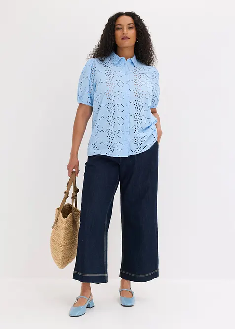 Lochstickerei-Bluse aus reiner Bio-Baumwolle, bonprix