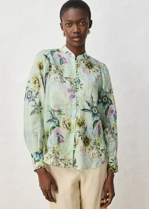 Volantsbluse aus k&uuml;hlender Ramie-Qualit&auml;t, bonprix