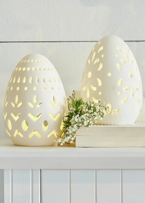 LED-Deko-Objekt Osterei mit Ausstanzungen (2er Pack), bonprix