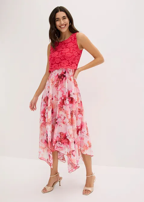 Chiffonkleid mit feiner Spitze, bonprix