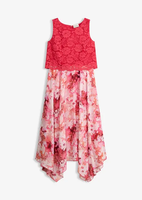 Chiffonkleid mit feiner Spitze, bonprix