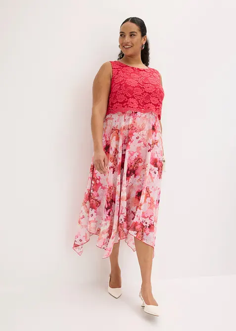 Robe en mousseline avec dentelle, bonprix