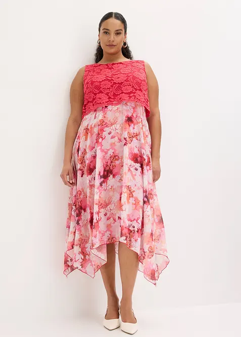 Robe en mousseline avec dentelle, bonprix