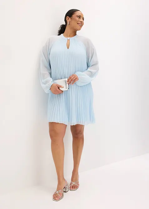 Robe courte pliss&eacute;e en mousseline, bonprix