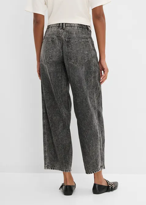 Jean ballon taille mi-haute, doux et cropped, bonprix