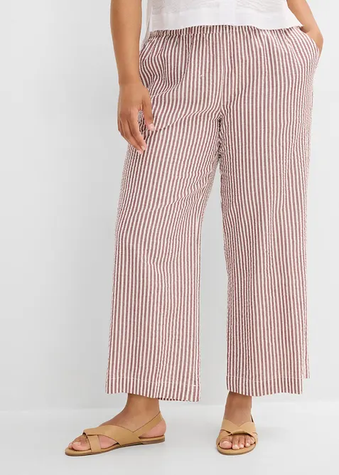 Pantalon palazzo en seersucker, longueur 7/8, bonprix