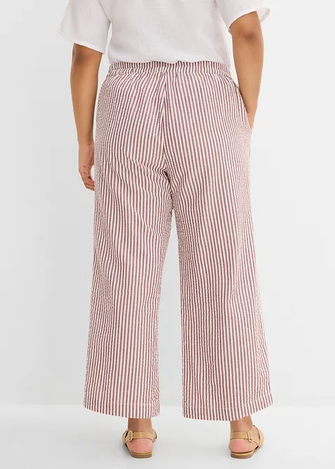 Pantalon palazzo en seersucker, longueur 7/8, bonprix