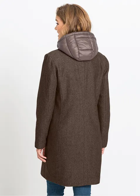 Winter-Kurzmantel in Wolloptik, 2in1 Optik, bonprix