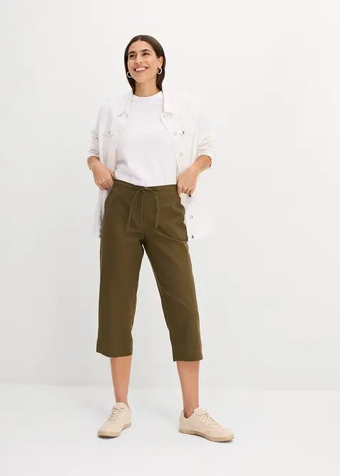 Pantalon 3/4 en lin majoritaire, bonprix