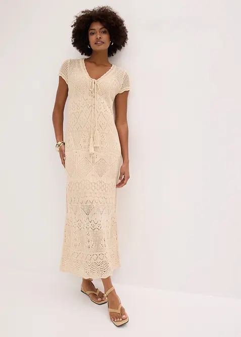 Robe en maille ajour&eacute;e, bonprix