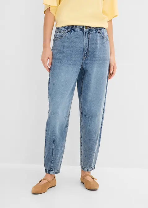 Jean barrel cropped, taille haute, bonprix