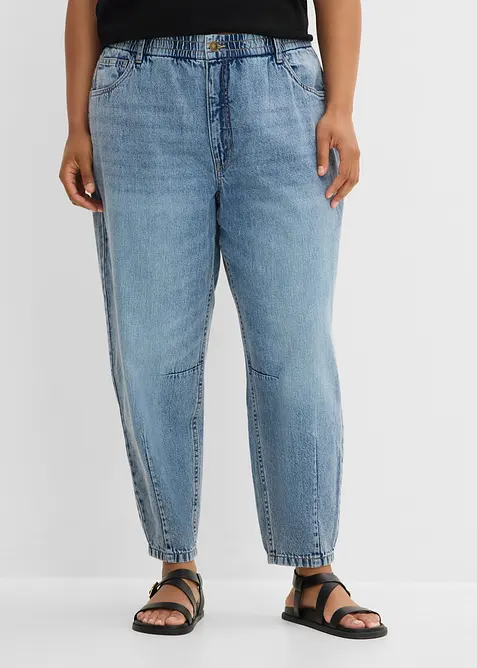 Jean barrel cropped, taille haute, bonprix