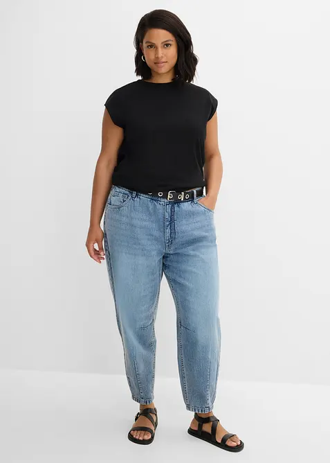 Jean barrel cropped, taille haute, bonprix
