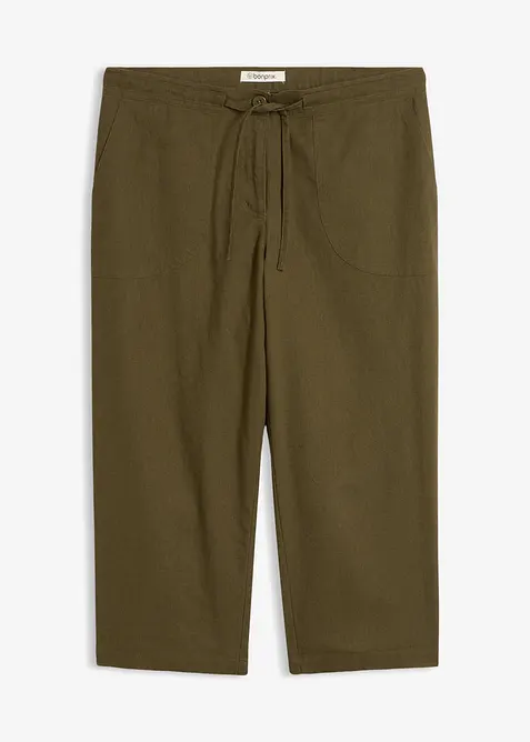 Pantalon 3/4 en lin majoritaire, bonprix