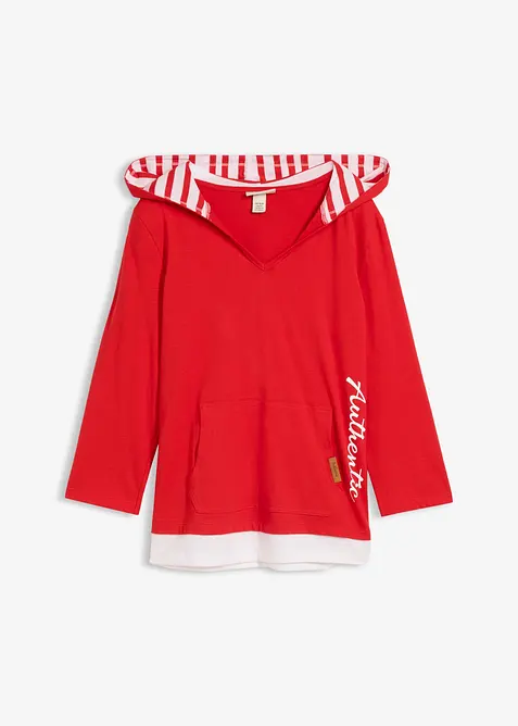 Kapuzen-Shirt, 3/4-Arm aus reiner Baumwolle, bonprix