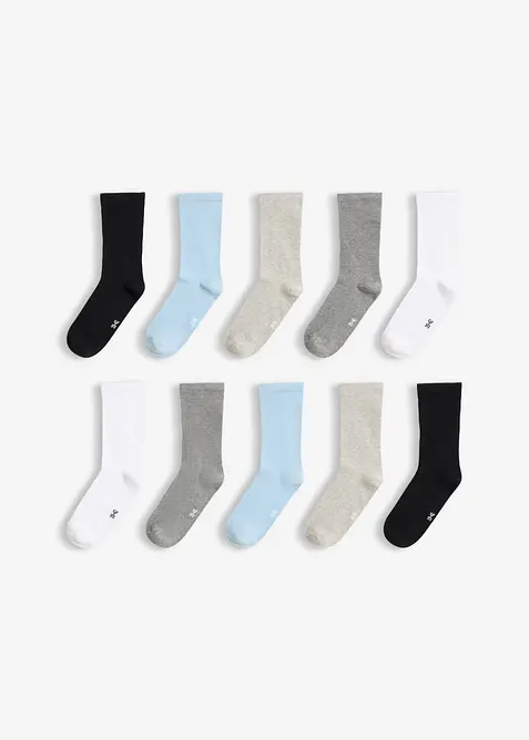 Lot de 10 paires de chaussettes, bord non comprimant, bonprix