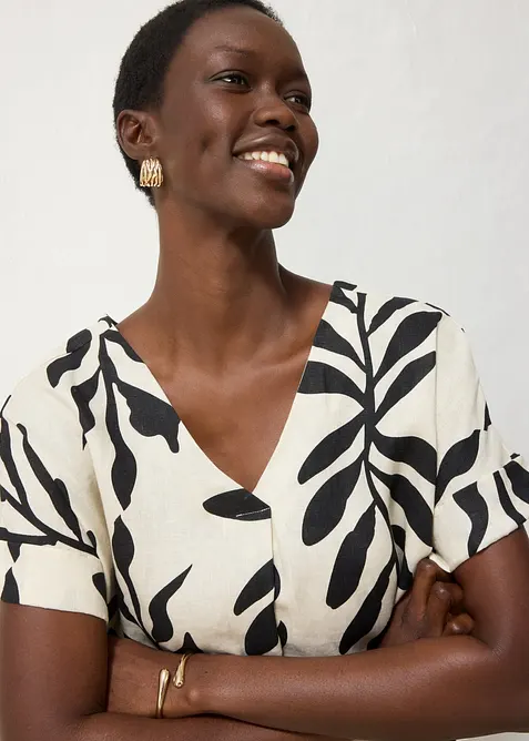 Kaftan-Kleid aus reinem Leinen, bonprix