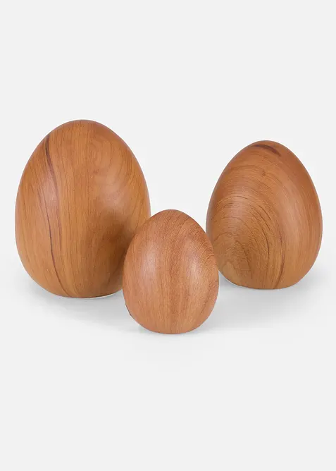 Deko-Objekt Ostereier in Holzoptik (3-tlg. Set), bonprix